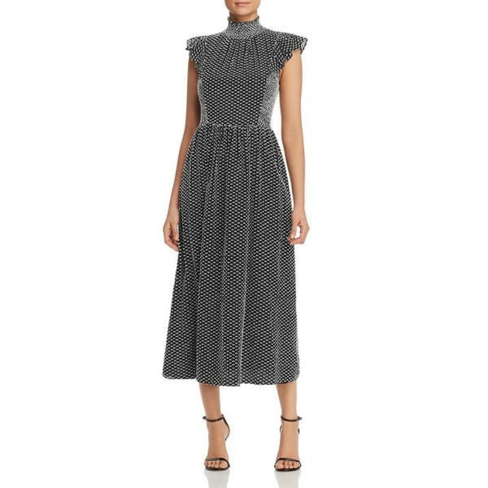 Kate Spade Smocked Clipped Midi Dress